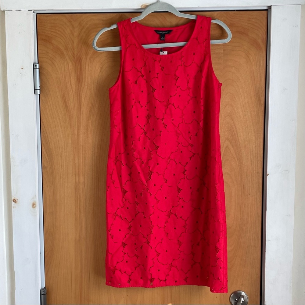 Banana Republic Vibrant Red Mini Dress with Flowers
